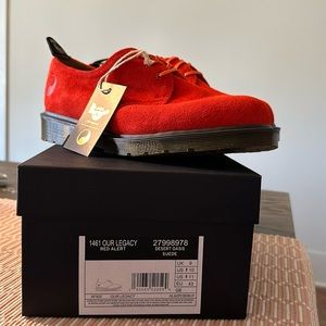 Doc Martens 1461 Our Legacy Red Alert Desert Oasis Suede M US Sz. 10 New in Box